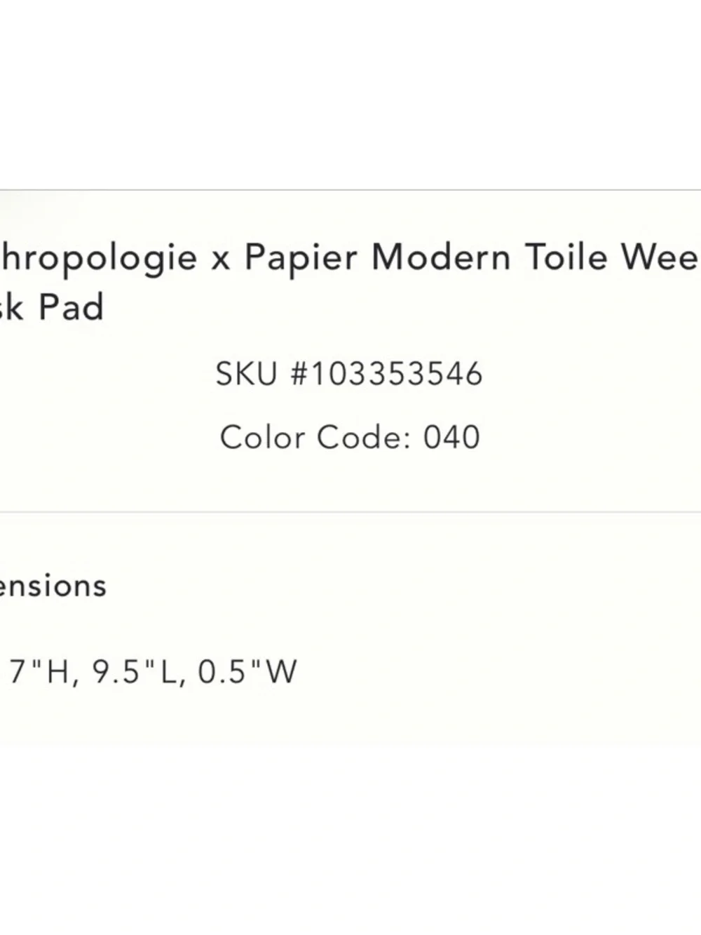Antropologie x Papier Modern Toile Weekly Desk Pad